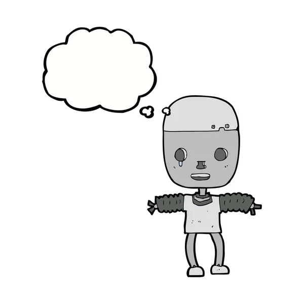 Robot de dibujos animados con burbuja de pensamiento — Archivo Imágenes Vectoriales