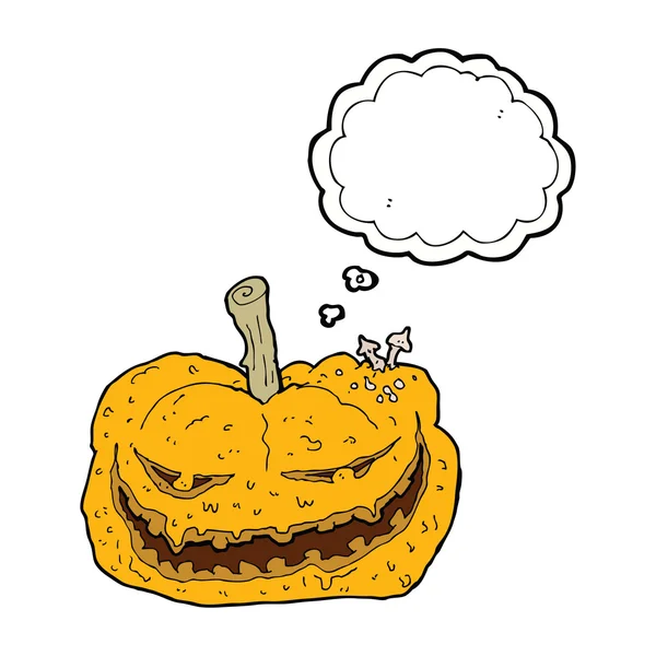 Dessin animé Halloween citrouille avec bulle de pensée — Image vectorielle
