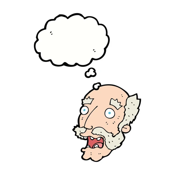 Karikatur schockiert alten Mann mit Gedankenblase — Stockvektor