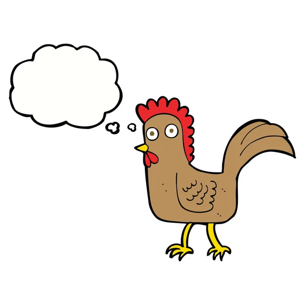 Cartoon-Huhn mit Gedankenblase — Stockvektor
