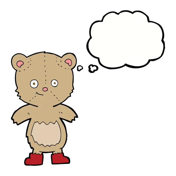 Dibujos animados lindo osito de peluche con burbuja de pensamiento — Vector de stock