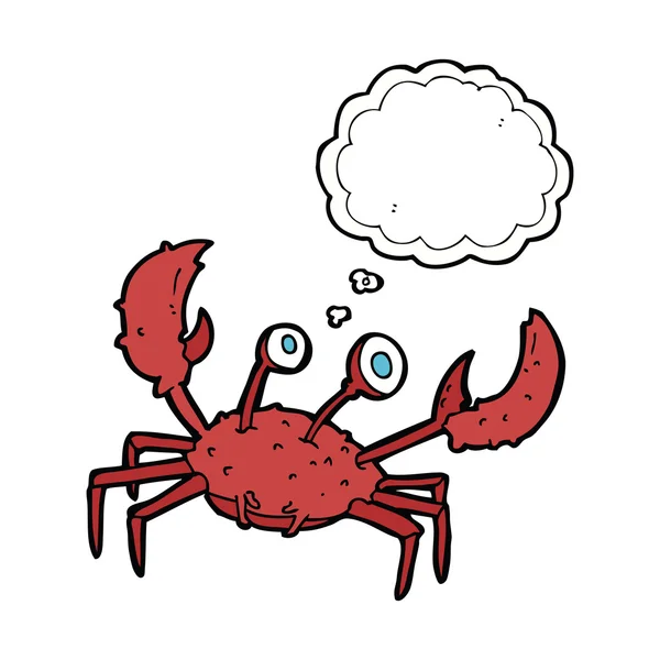 Crabe dessin animé avec bulle de pensée — Image vectorielle