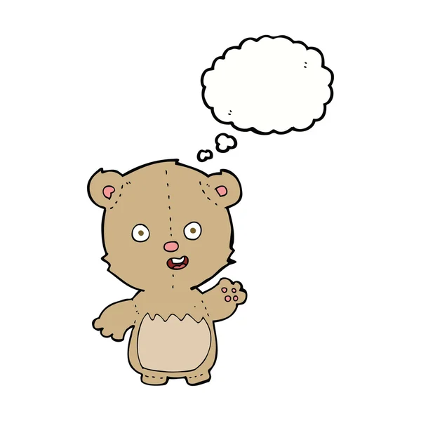 Tekenfilm teddybeer met gedachte zeepbel — Stockvector