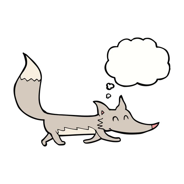 Cartoon kleine wolf met gedachte zeepbel — Stockvector