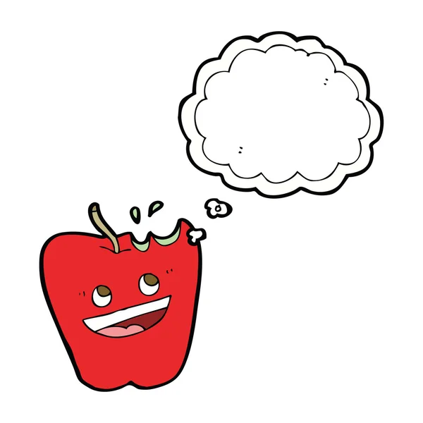 Glad äpple tecknad med tanke bubbla — Stock vektor
