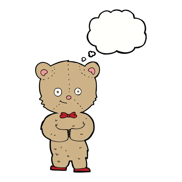Cartoon teddy bear with thought bubble — Stock Vector