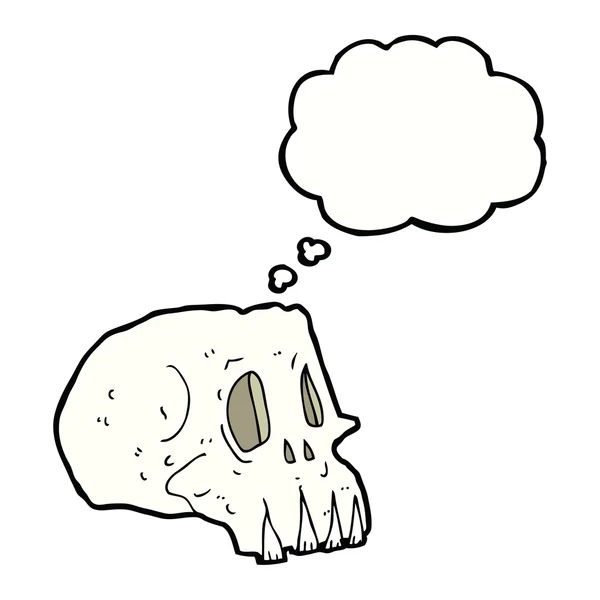 Calavera espeluznante de dibujos animados con burbuja de pensamiento — Archivo Imágenes Vectoriales