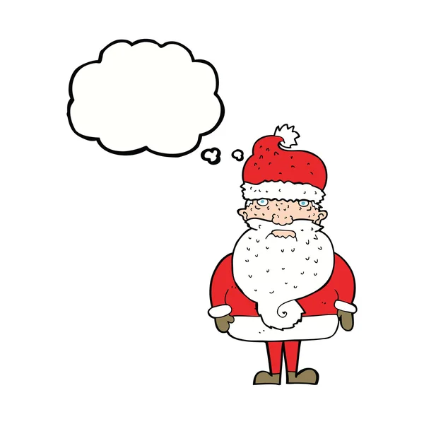 Cartoon santa claus met gedachte zeepbel — Stockvector