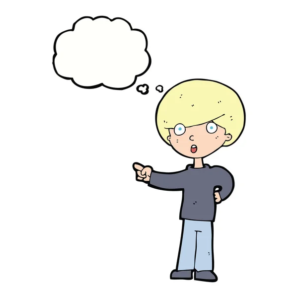 Καρτούν δείχνει αγόρι με φούσκα σκέψης — Διανυσματικό Αρχείο
