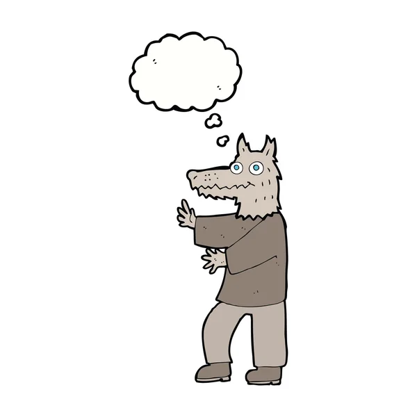 Dessin animé loup-garou drôle avec bulle de pensée — Image vectorielle