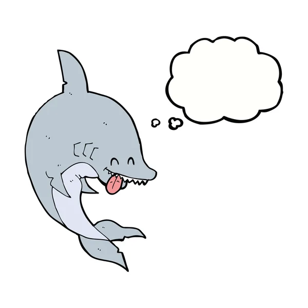 Divertido tiburón de dibujos animados con burbuja de pensamiento — Archivo Imágenes Vectoriales
