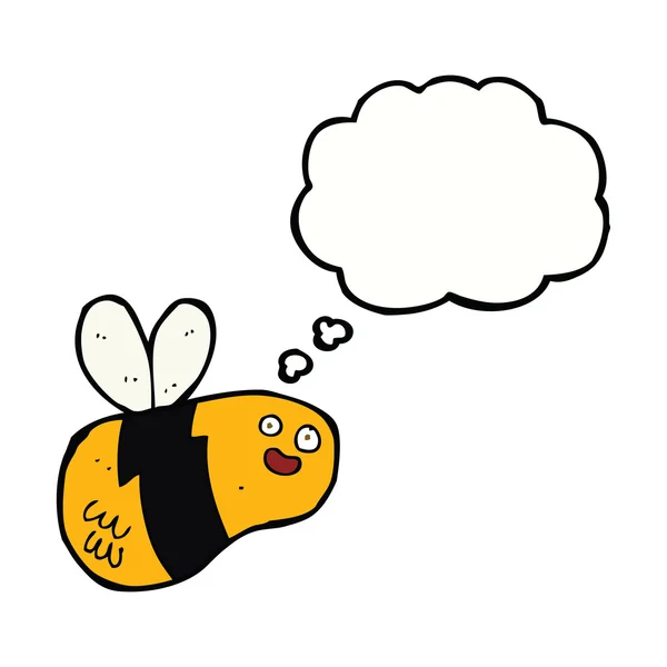 Abeja de dibujos animados con burbuja de pensamiento — Vector de stock