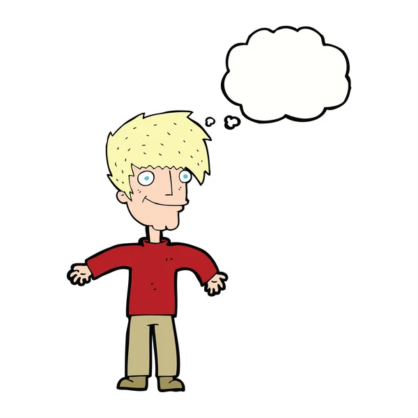思考バブルを持つ漫画の幸せな男 — ストックベクタ