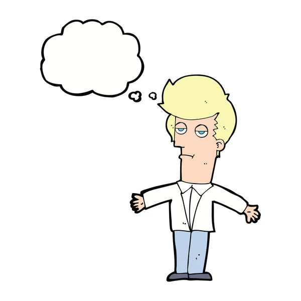 Karikatur langweilt Mann mit Gedankenblase — Stockvektor