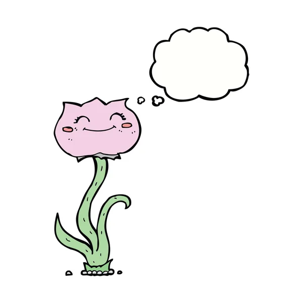 Fleur de dessin animé avec bulle de pensée — Image vectorielle