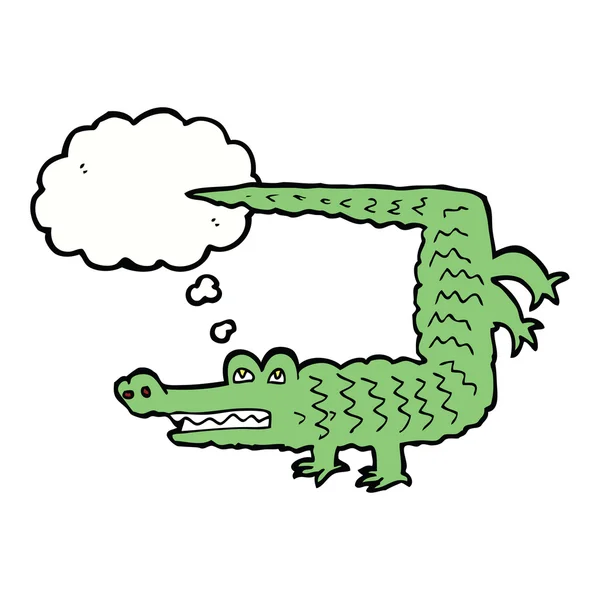 Crocodile dessin animé avec bulle de pensée — Image vectorielle