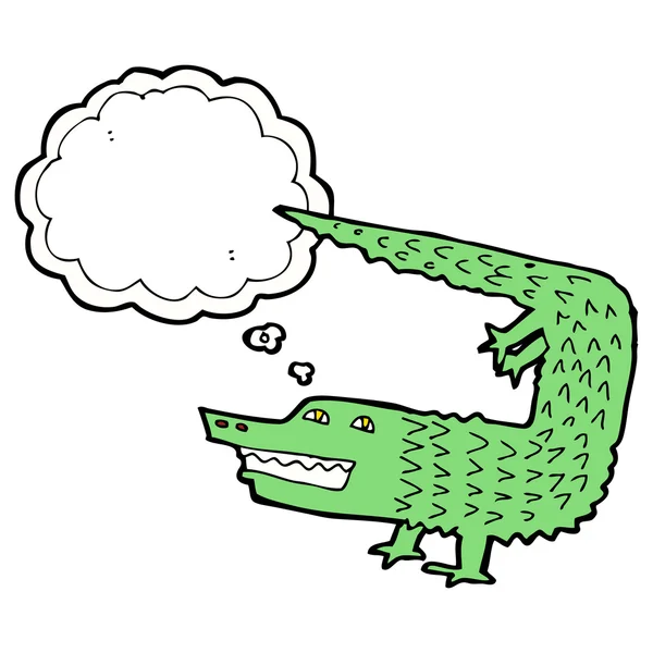 Crocodilo dos desenhos animados com bolha de pensamento —  Vetores de Stock