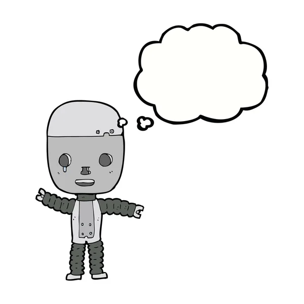 Robô dos desenhos animados com bolha de pensamento — Vetor de Stock