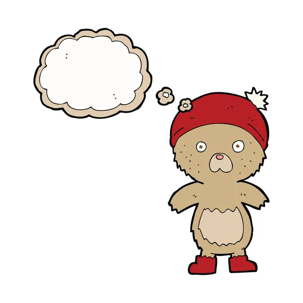 Cartoon cute teddy bear with thought bubble — Stock Vector