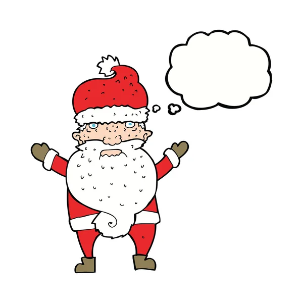 Мультяшный сварливый Санта с мыслепузырём — стоковый вектор
