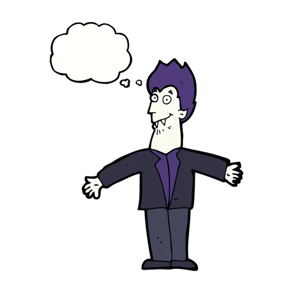 Homem vampiro desenhos animados com bolha de pensamento — Vetor de Stock