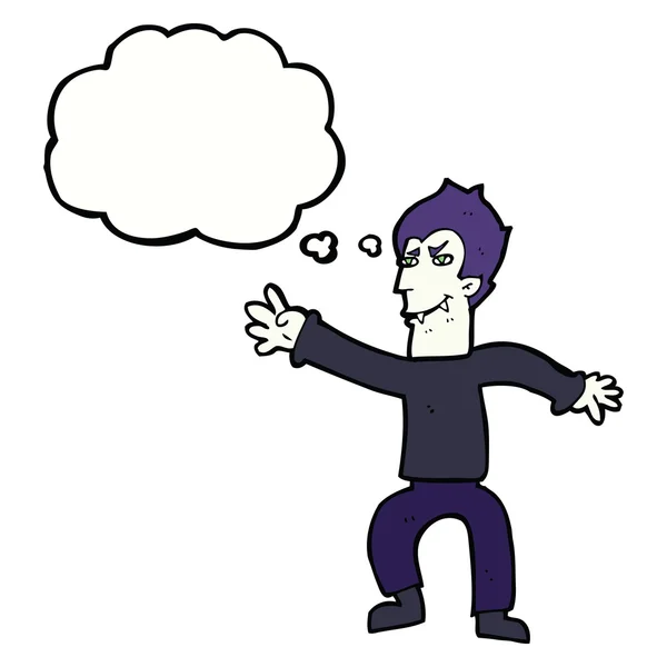 Dessin animé vampire homme avec bulle de pensée — Image vectorielle