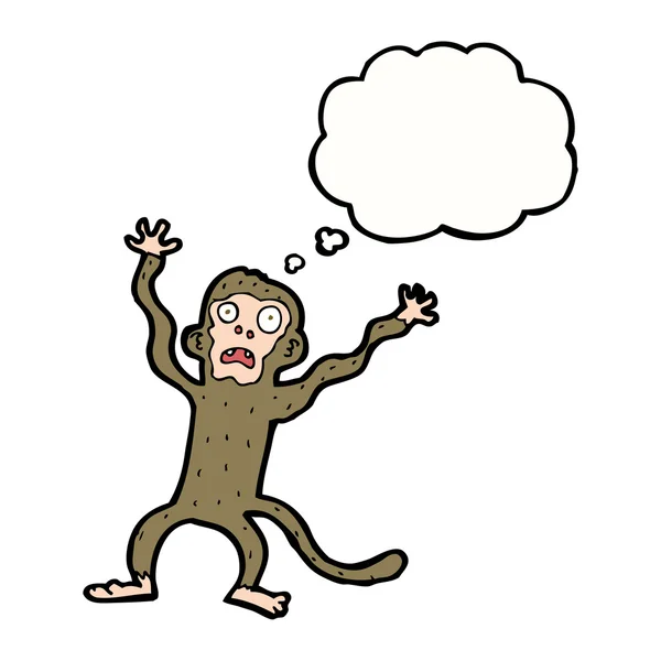 卡通片吓到了有思想泡泡的猴子 — 图库矢量图片