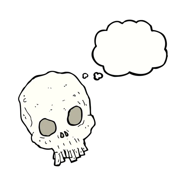 Мультфильм жуткий череп с мыслепузырём — стоковый вектор
