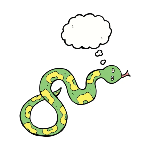 Serpente cartone animato con bolla di pensiero — Vettoriale Stock