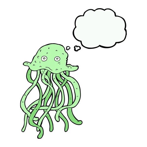 Kreslená chobotnice s myšlenkovou bublinou — Stockový vektor