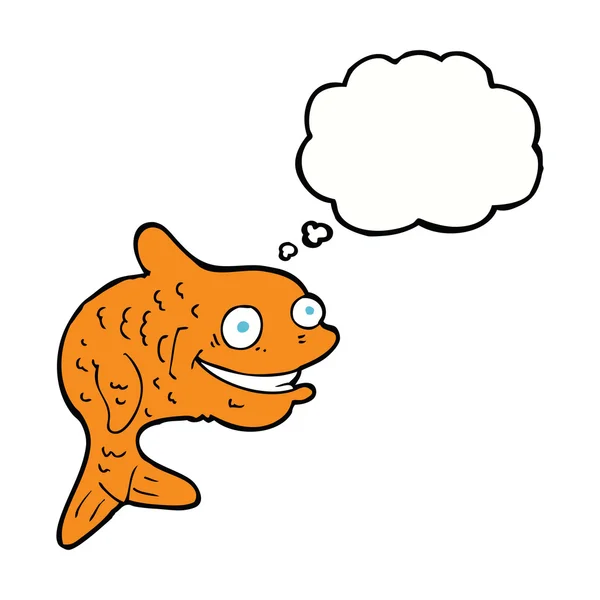 Мультяшная счастливая рыба с мыльным пузырем — стоковый вектор