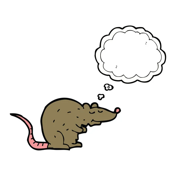 Cartoon rat met gedachte zeepbel — Stockvector