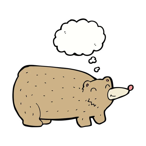Divertido oso de dibujos animados con burbuja de pensamiento — Archivo Imágenes Vectoriales