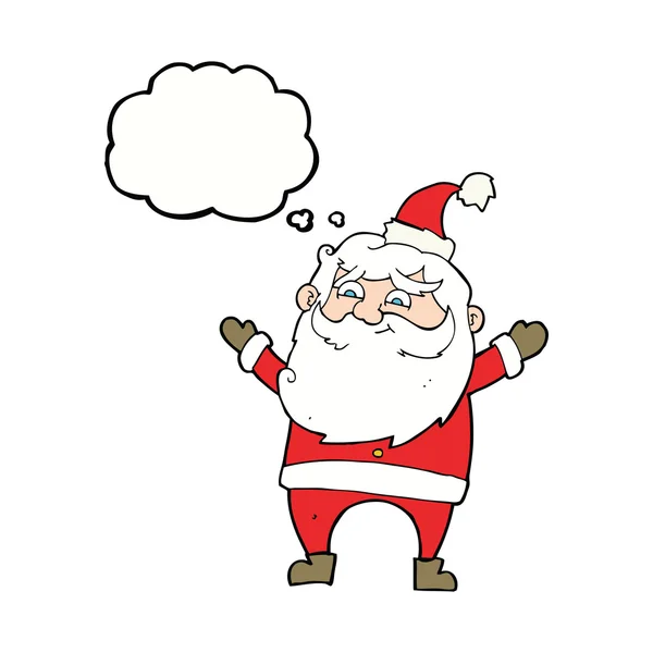 Cartoon happy santa claus with thought bubble — Stock Vector