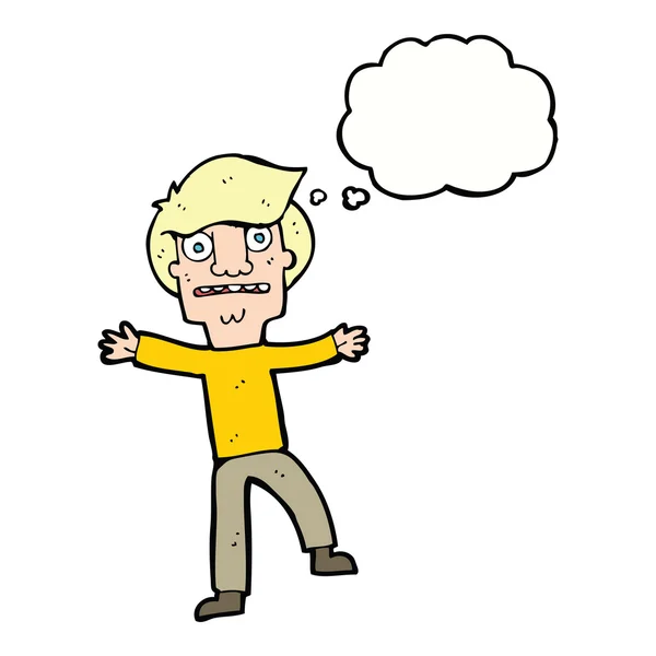 Cartoon Junge in Panik mit Gedankenblase — Stockvektor