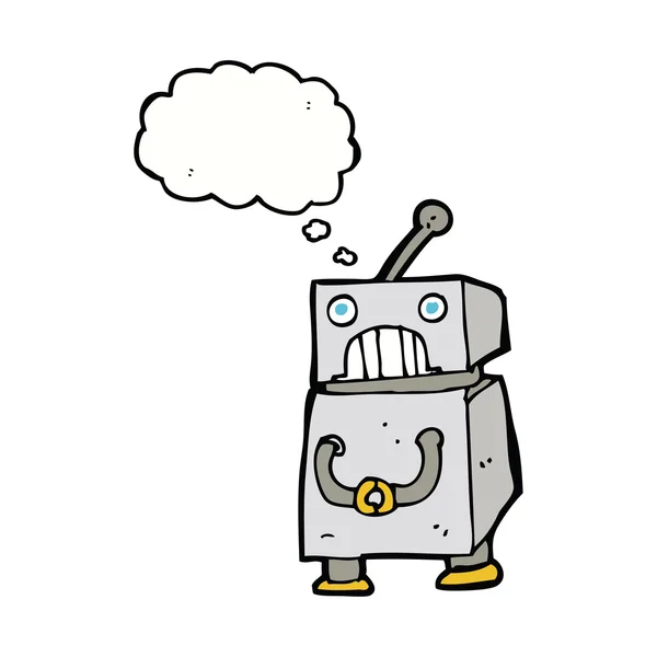 Robot de dibujos animados con burbuja de pensamiento — Vector de stock