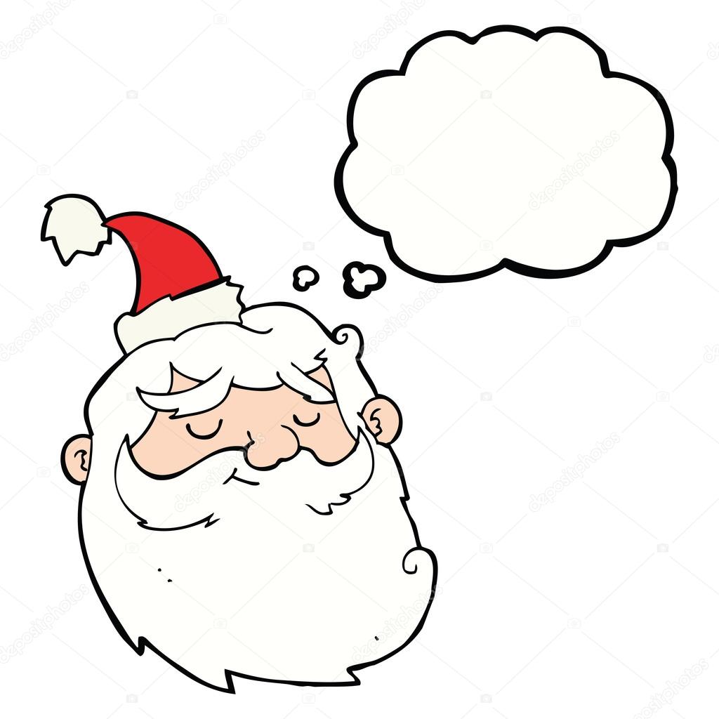 visage de père Noël avec bulle de pensée de dessin animé stock illustration cartoon santa claus face with