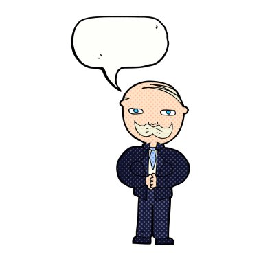 Konuşan bıyıklı yaşlı adam çizgi filmi.