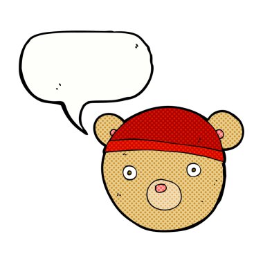 Konuşma balonlu oyuncak ayı şapkası.