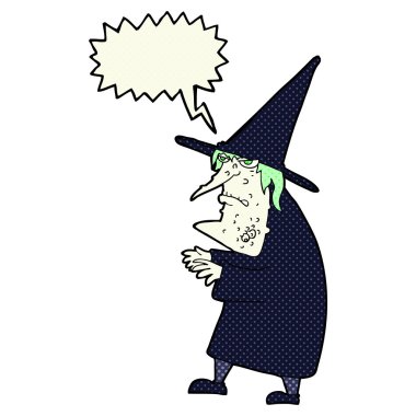 Konuşma balonlu çirkin yaşlı cadı çizgi filmi.