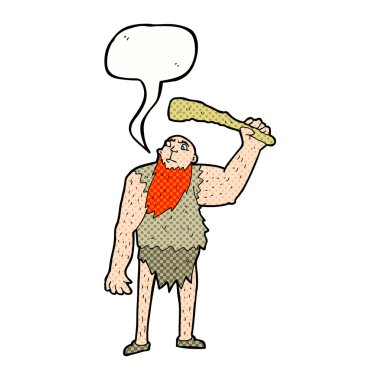 Konuşma baloncuklu çizgi film mağara adamı