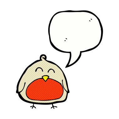 Komik karikatür noel robin konuşma balonu ile