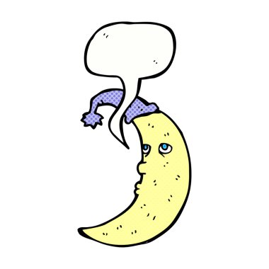 Konuşma baloncuklu uykulu ay çizgi filmi