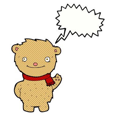 Konuşma baloncuklu çizgi film ayısı