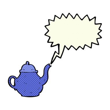 Konuşma baloncuklu çizgi film çaydanlığı