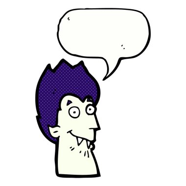 Konuşma balonlu bir vampir kafası.