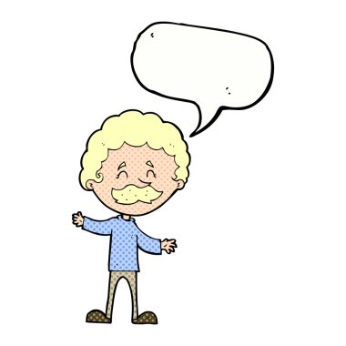 karikatür mutlu bir adam ile konuşma balonu bıyıklı