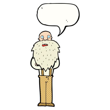 karikatür konuşma balonu ile yaşlı adam sakallı