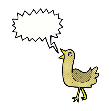 Konuşma baloncuklu çizgi film kuşu