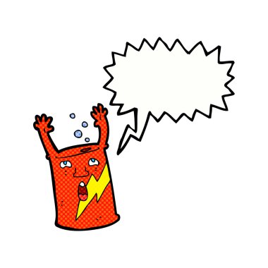 Konuşma baloncuklu çizgi film soda kutusu karakteri